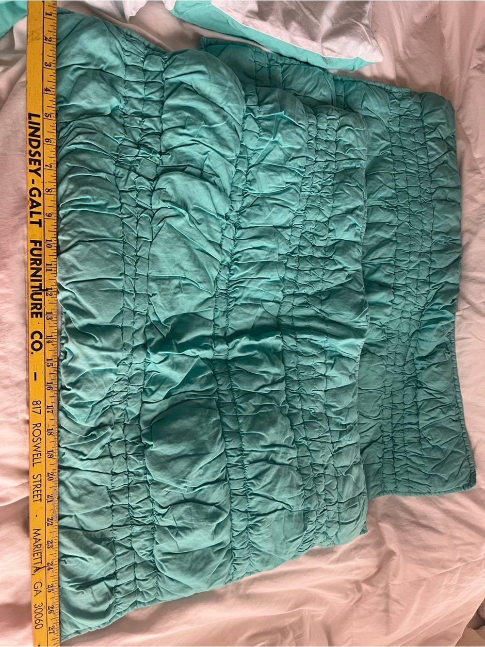 Pottery Barn Teen Ruched Teal Pillow Shams (2)